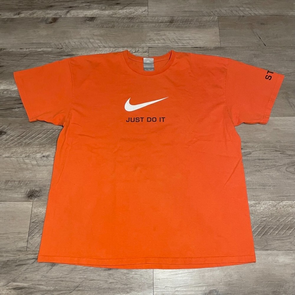 Vintage Nike Just Do it Orange Swoosh Staff T-Shirt Size 2XL